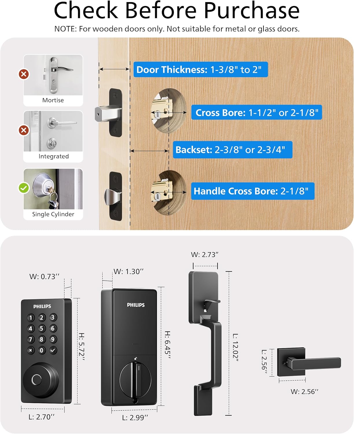 Philips Wi-Fi Smart Door Lock with Handle Set, Keypad Deadbolt for Front Door, Fingerprint Keyless Entry Door Lock with App Remote Control, IP53 Waterproof, Auto Lock, Security Easy Installation - Image 8