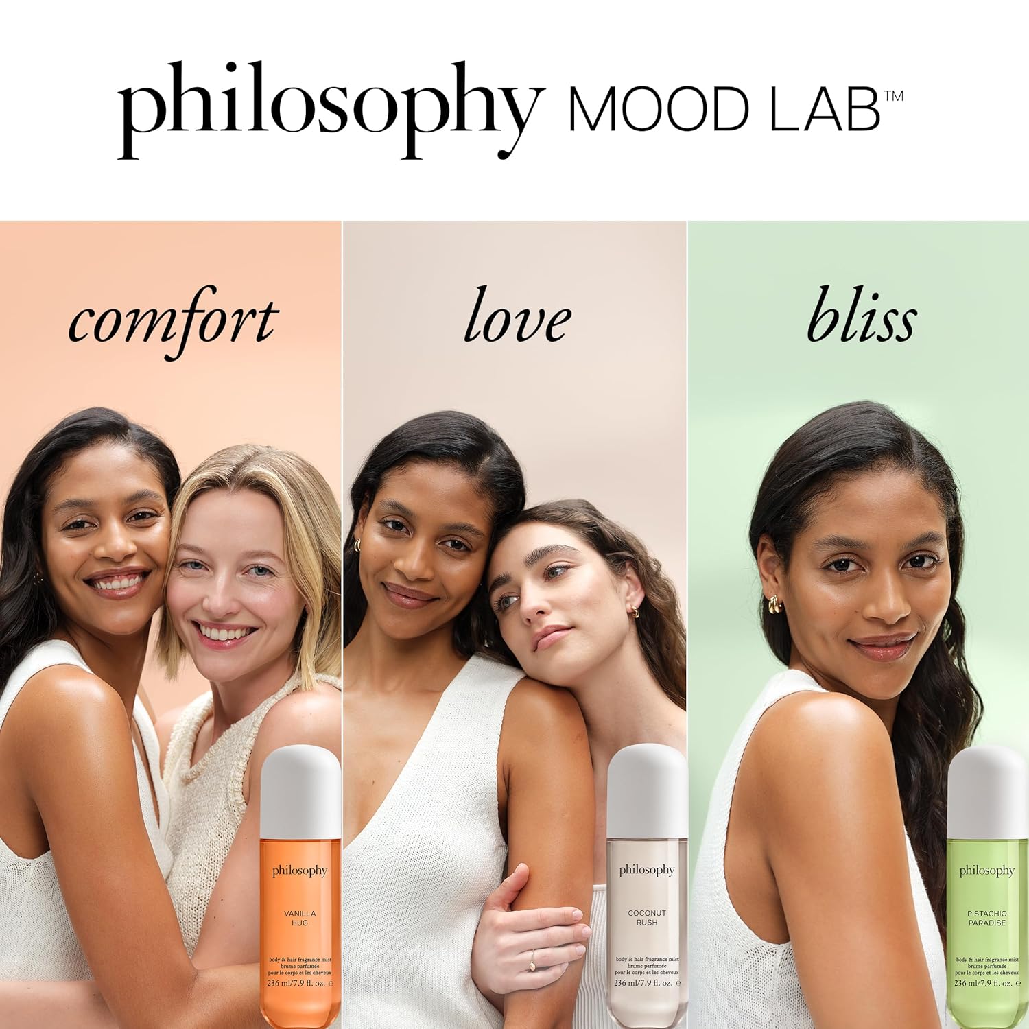 philosophy hair and body mists – long-lasting fragrance mists for women with skin-loving ingredients – hydrates & refreshes for 24 hours – vanilla, pistachio & coconut scent options - Image 9