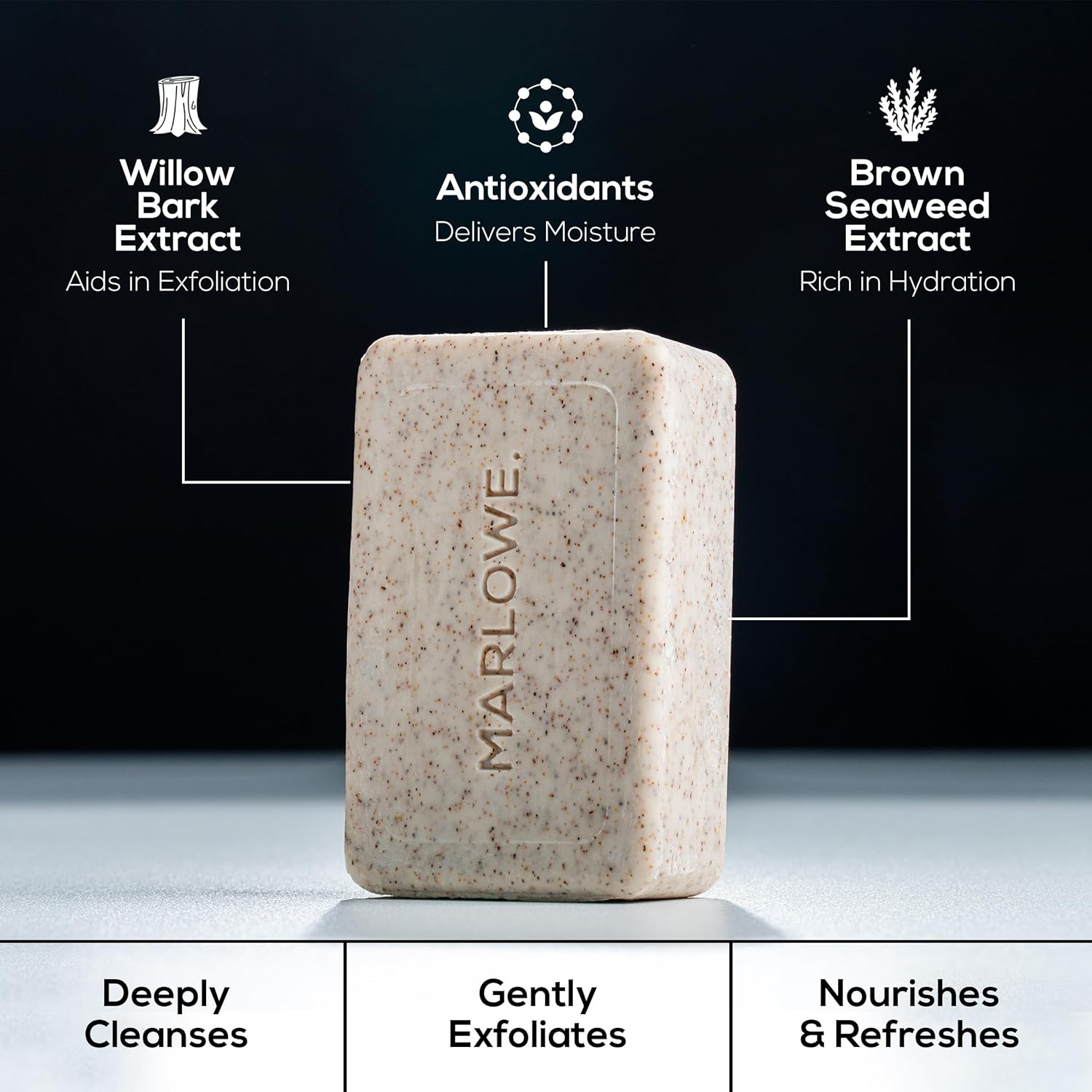 MARLOWE. No. 102 Body Scrub Soap 7 oz, Oud Wood, Exfoliating Soap Bar with Shea Butter, Olive Oil & Green Tea Extracts, Cleanses, Smooths & Revitalizes Skin, Earthy & Smoky Scent - Image 7