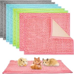 8 Pcs Guinea Pig Liner Washable Rabbit Cage Liner 16×12 Inch Guinea Pig Fleece Mats Reusable Bedding Pee Pads for Small Animals, Bunny (Gray, Green, Pink, Blue)