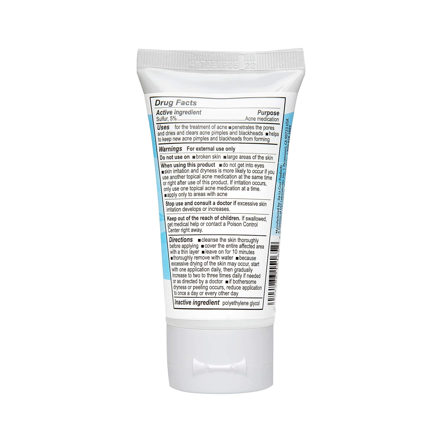 De La Cruz 5% Sulfur Ointment - Cystic Acne Treatment for Face and Body - Daily 10 Min Spot Treatment Mask - Safe and Effective Game Changing Hormonal Acne Treatment that Clears Up Pimples 2.6oz Tube - Image 7