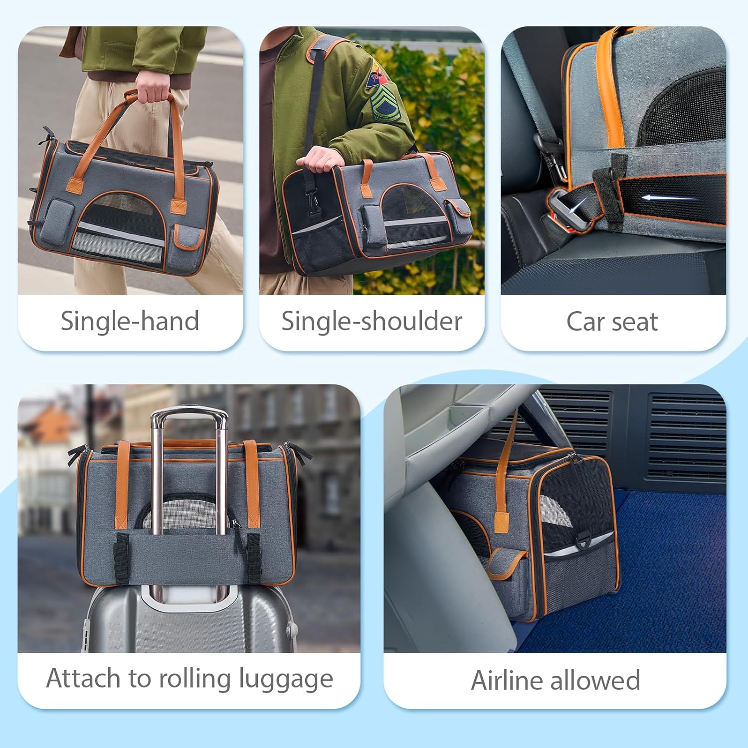 Pesen 18x11x11 Inches Cat Carrier– Fits Pets Up to 16 lbs, Anti-Collapse Design, Multiple Storage Pockets, Cat Carrier Soft Ideal for Medium Cats, Puppy, Rabbits and Other Small Animals - Image 3