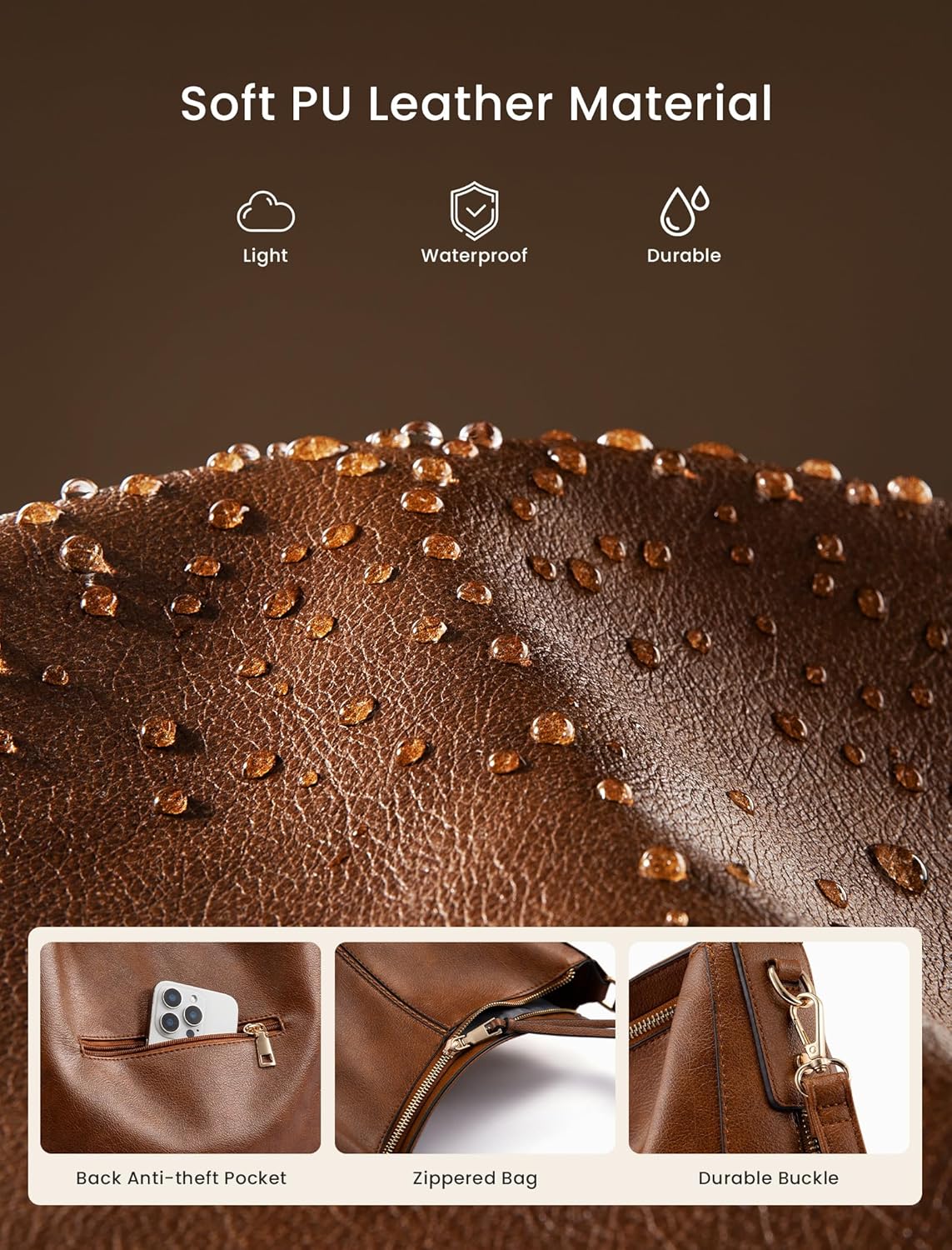 Realer Hobo Crossbody Bags for Women Designer Faux Leather Hobo Handbags Retro Large Size Shoulder Bag Bucket Purse - Image 7