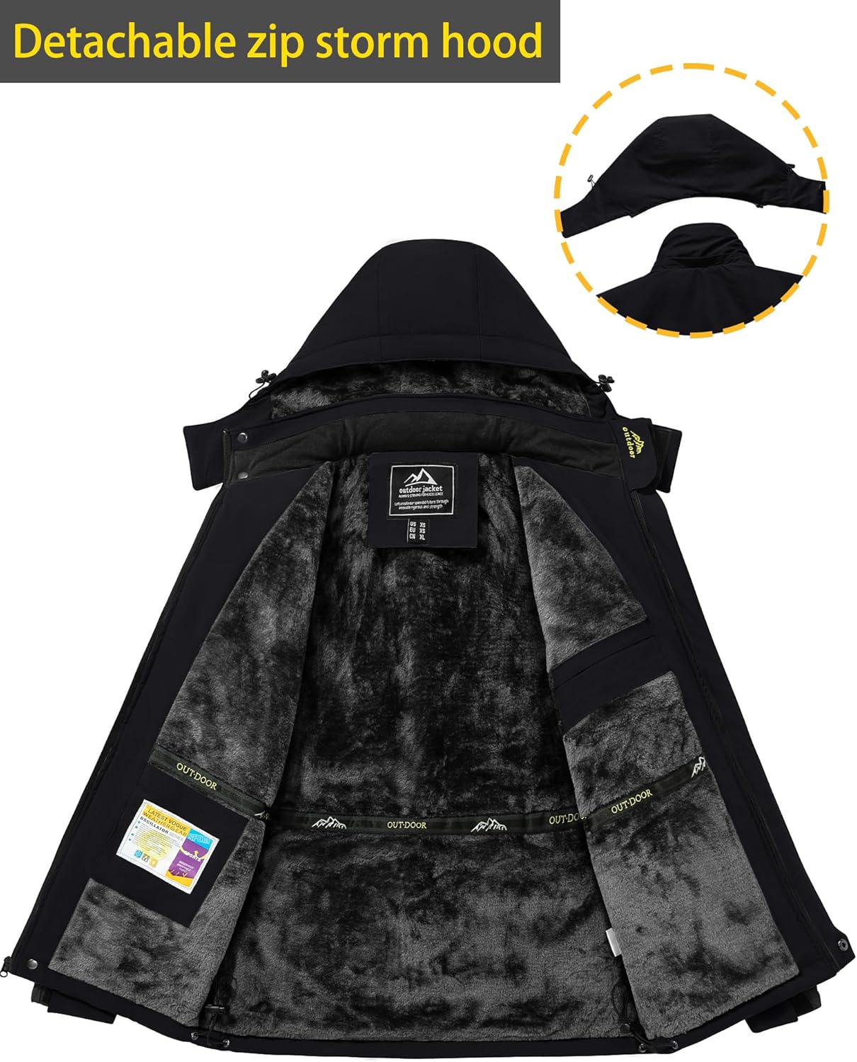 TACVASEN Men's Winter Ski Jacket Waterproof Snow Coats Snowboard Fleece Lining Jacket Warm Parka with Hooded - Image 4
