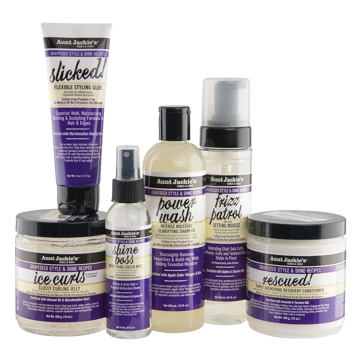 Aunt Jackie's Grapeseed Style and Shine Recipes Ice Curls Glossy Curling Jelly, Hydrates, Softens, Makes Waves, Curls and Coils Easier to Style, 15oz - Image 7