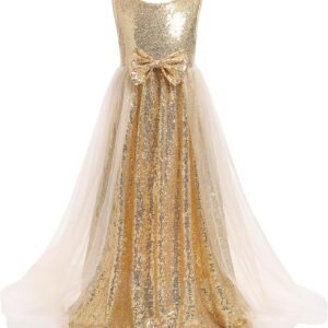 Girls Sequin Dresses Sparkly Tulle Birthday Princess Pageant Graduation Party Dress – 3-7Years