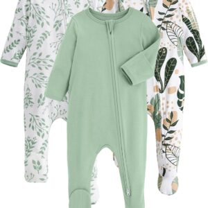 Yoofoss Baby Pajamas 100% Organic Cotton Baby Sleepers for Newborn 0-3 3-6 6-9 Months Boys Girl Clothes 3pcs Footed PJs
