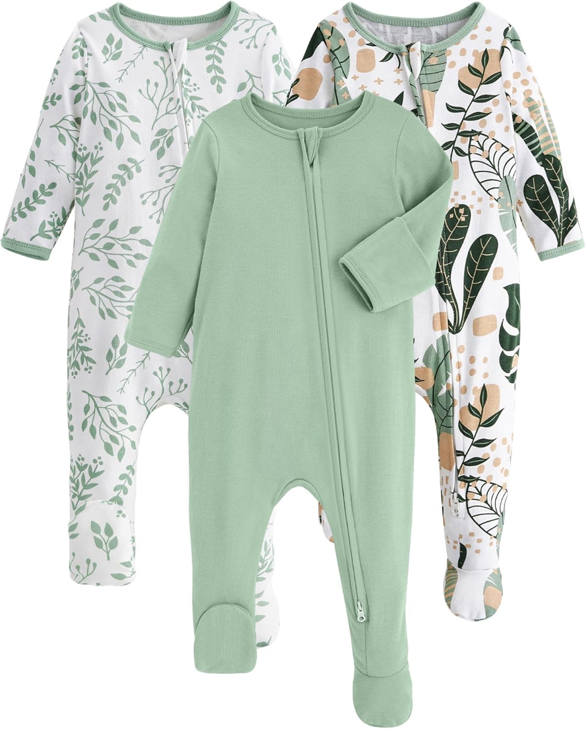 Yoofoss Baby Pajamas 100% Organic Cotton Baby Sleepers for Newborn 0-3 3-6 6-9 Months Boys Girl Clothes 3pcs Footed PJs