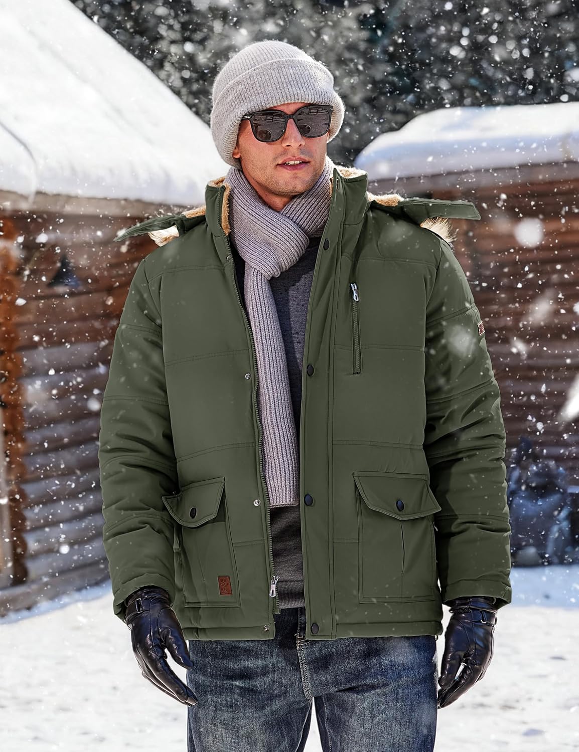 TACVASEN Men's Winter Jacket with Hood Water Repellent Windproof Thicken Parka Winter Coat - Image 2