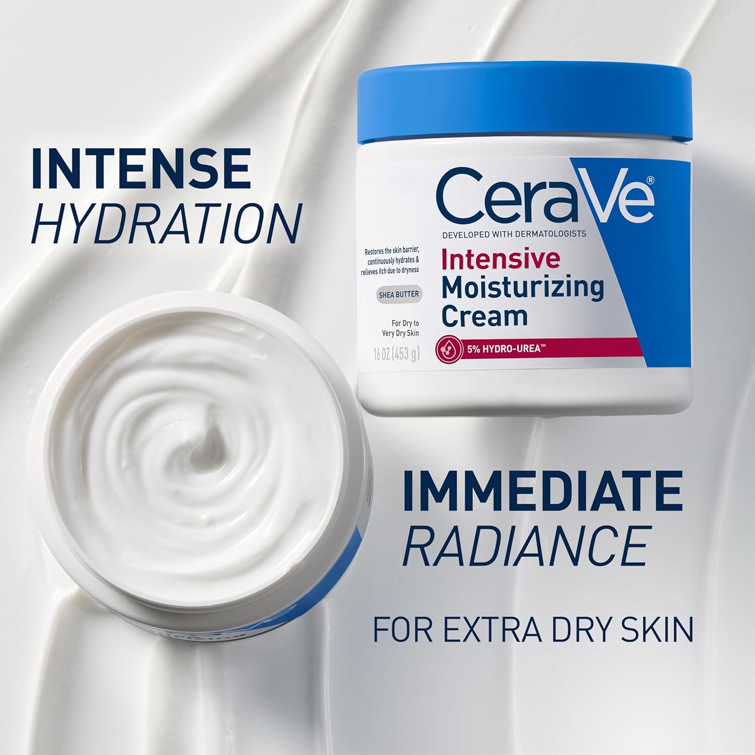 CeraVe Intensive Moisturizing Cream, Body Moisturizer With Shea Butter, 72H Hydration + Skin Barrier Repair, Fragrance-Free Body Lotion For Extremely Dry Skin, 19oz | Packaging May Vary - Image 3