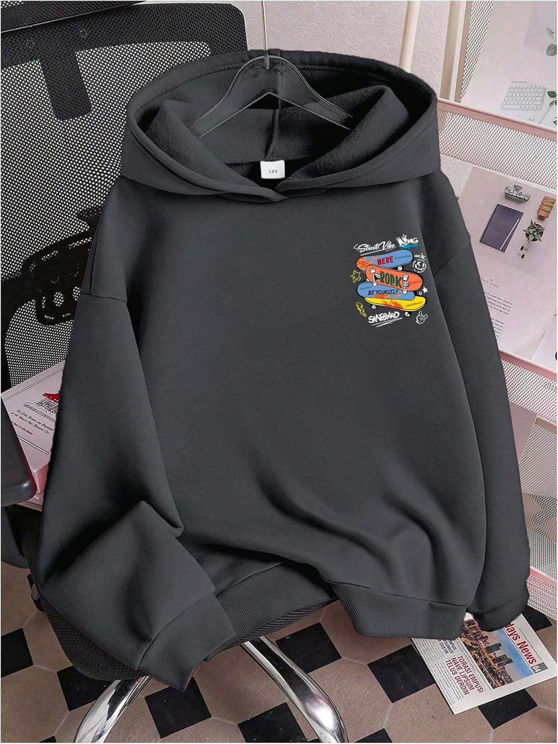 SweatyRocks Boy's Skateboard Graphic Hoodies Cartoon Sports Printed Sweatshirts Cool Pullover Tops - Image 3