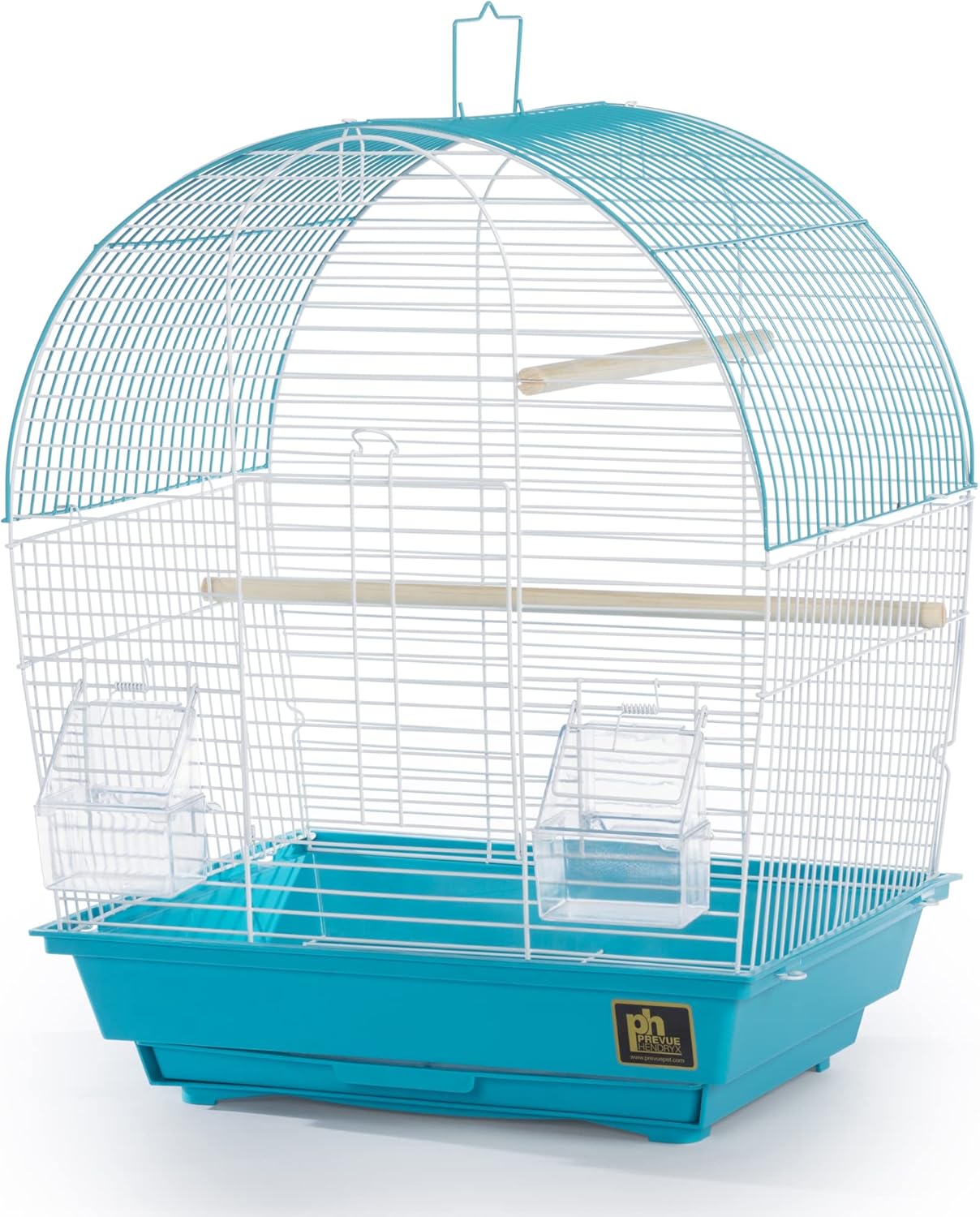 Prevue Pet Products South Beach Dome Top Bird Cage - Ideal for Parakeets, Finches, Budgies, & Canaries, Small & Portable Indoor Bird Cage, Functional Permanent or Travel Bird Cage - White & Teal - Image 8