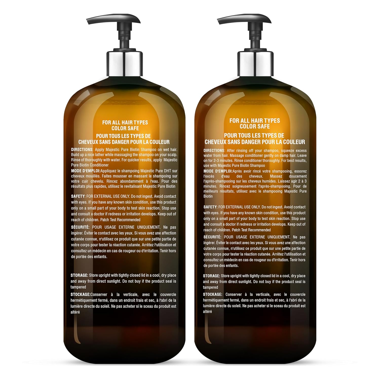 MAJESTIC PURE Biotin Shampoo and Conditioner Set with DHT Blocker Complex - Hydrating, Nourishing & Supporting Healthy Hair, Sulfate Free, for Men & Women - 16 fl oz each - Image 5