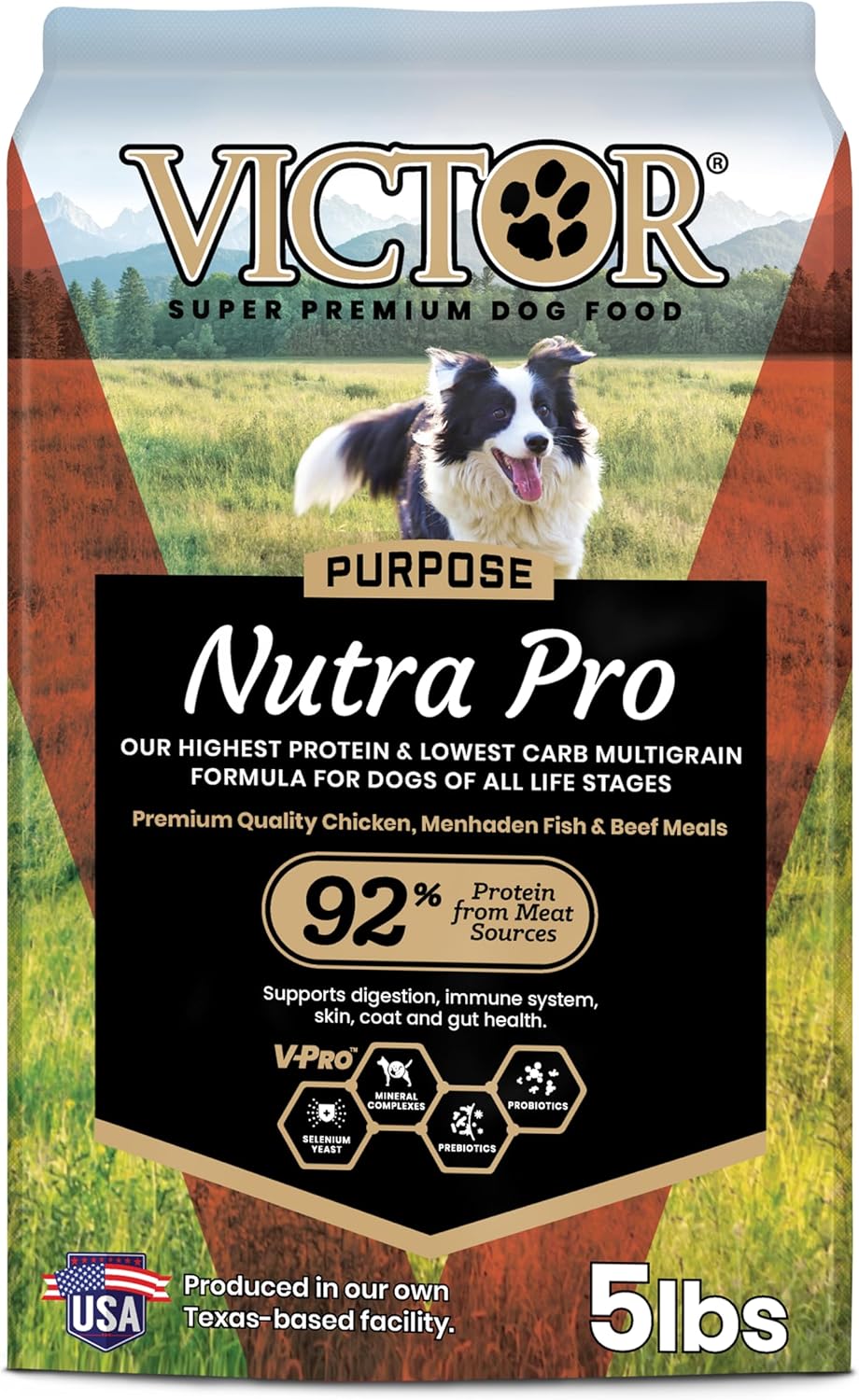 VICTOR Super Premium Dog Food – Purpose Nutra Pro – Gluten-Free, High Protein Low Carb Dry Kibble for Active Dogs of All Ages – Ideal for Sporting, Pregnant or Nursing Dogs & Puppies, 5lbs