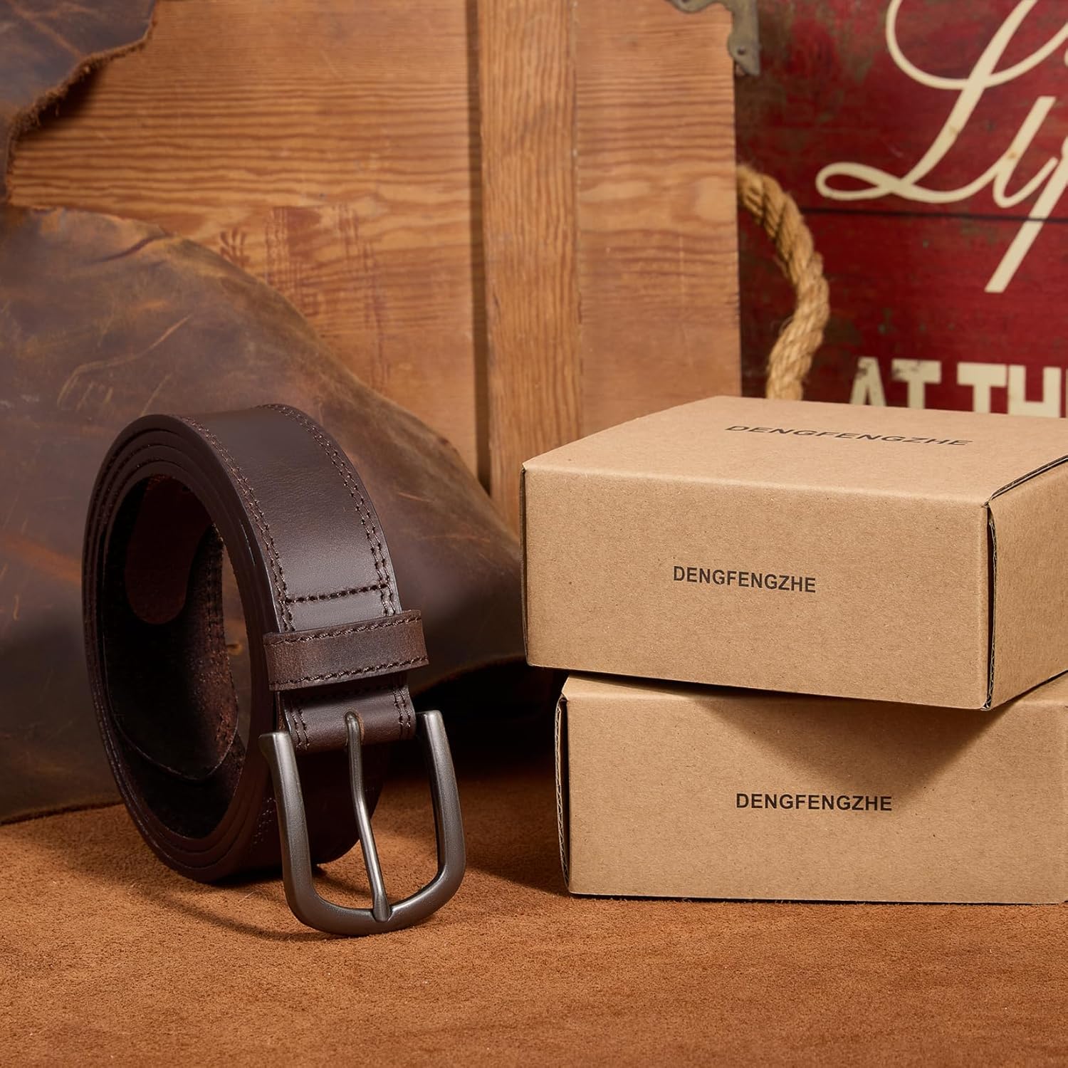 Men's Full Grain Leather Belt for Everyday Casual Jeans, 1.5" Handmade Men Leather Belts with Gift Box - Image 9