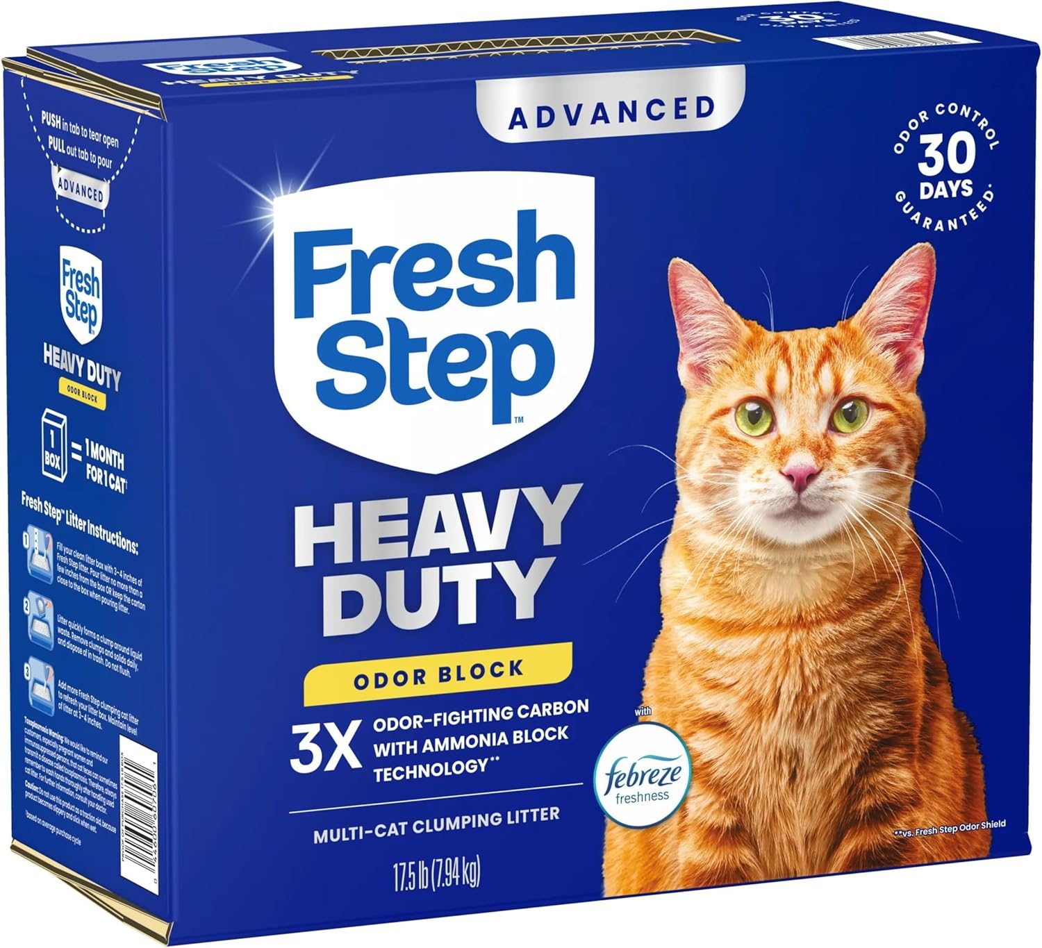 Fresh Step Advanced Heavy Duty Multi Cat Clumping Cat Litter with Febreze Freshness, Low Dust, Odor Control with Ammonia Block Tech, Compatible in Automatic Litter Boxes, 17.5 lb - Image 12
