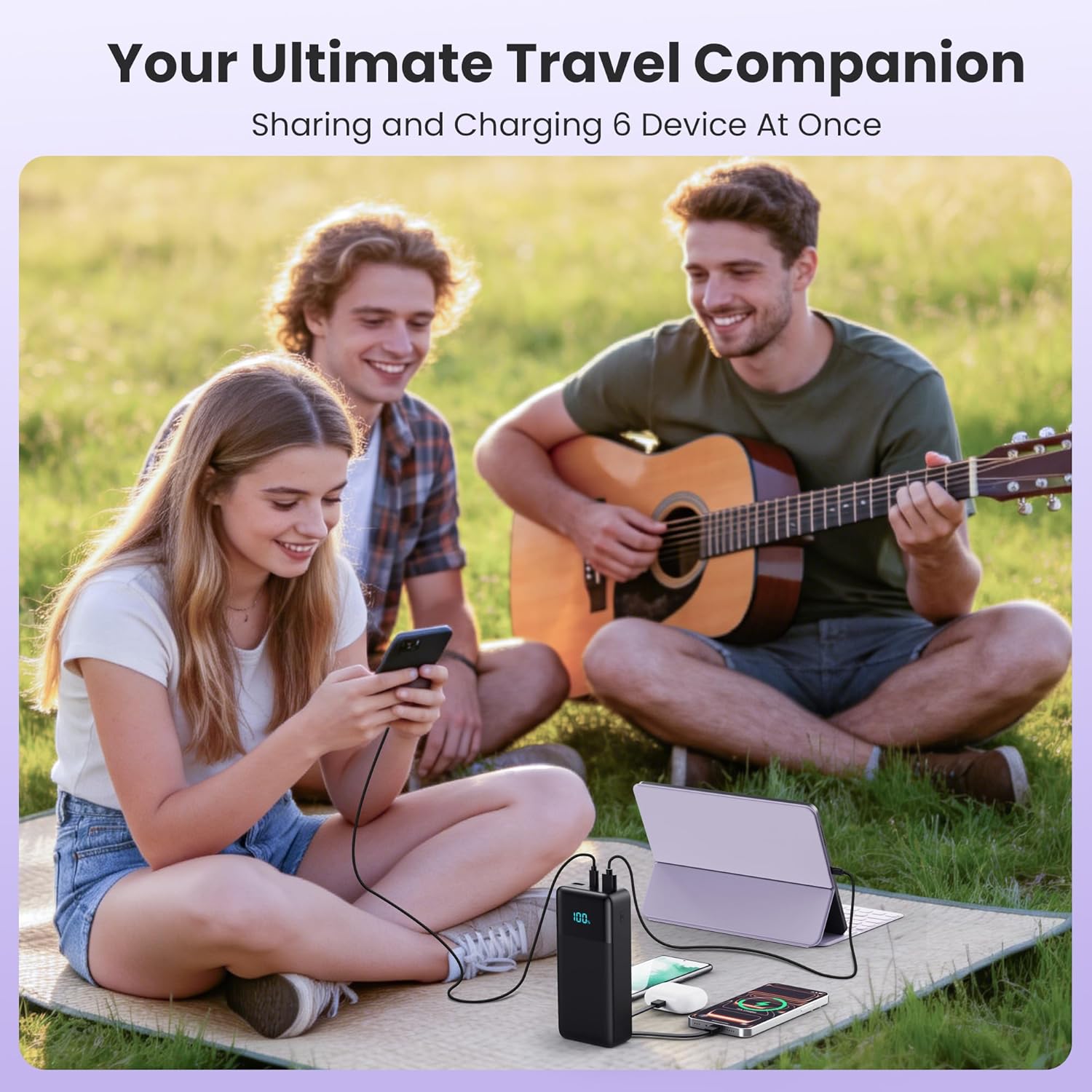 Portable Charger Power Bank 60800mAh,25W USB C Fast Charging Battery Pack with 3 Built in Cables & LED Display,6 Output 2 Input Travel Essentials Phone Charger for iPhone 17/16/15,Android etc (Black) - Image 7