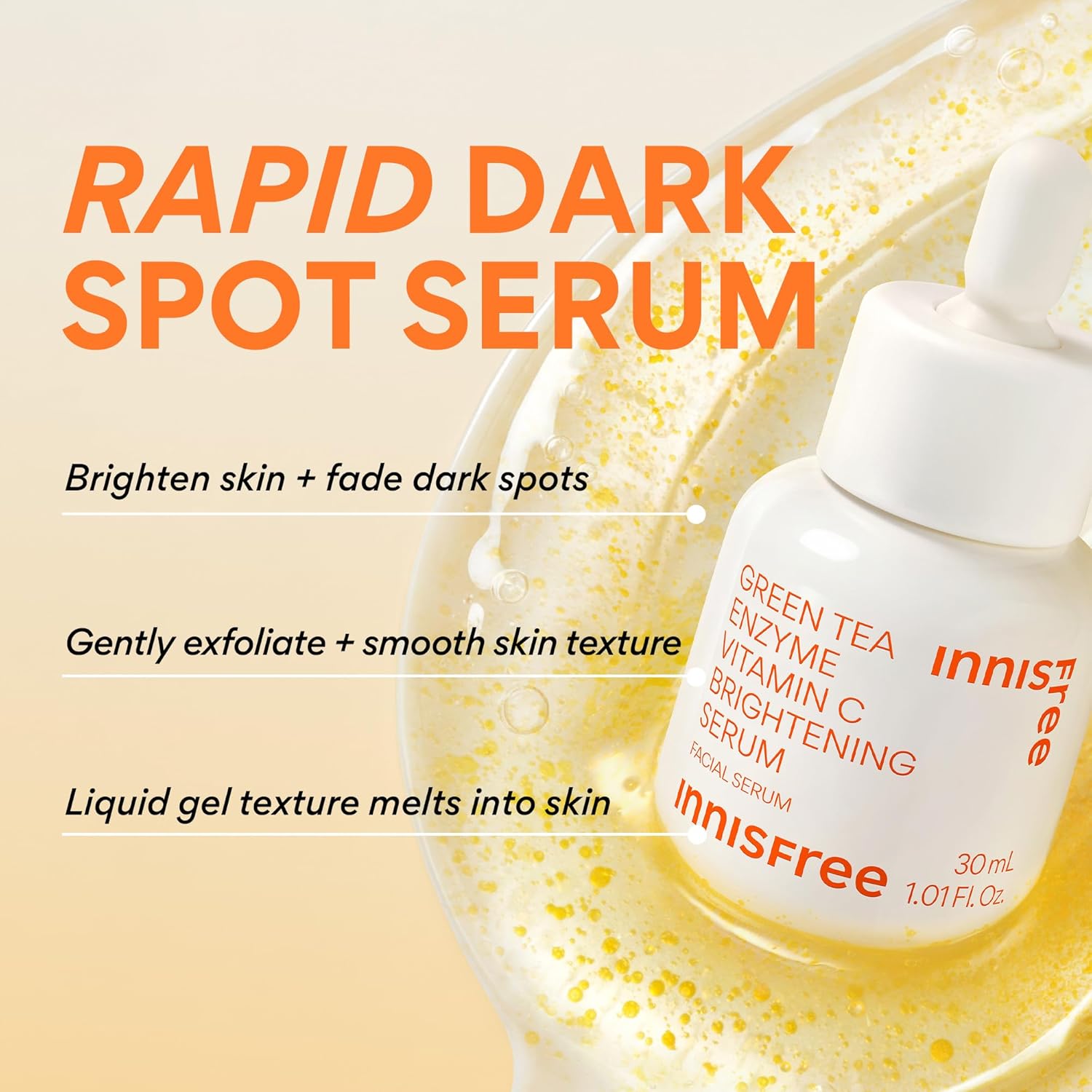 Innisfree Green Tea Enzyme Vitamin C Serum for Brightening Dark Spot Correction, Korean Face Serum for Radiant Glow - Image 2