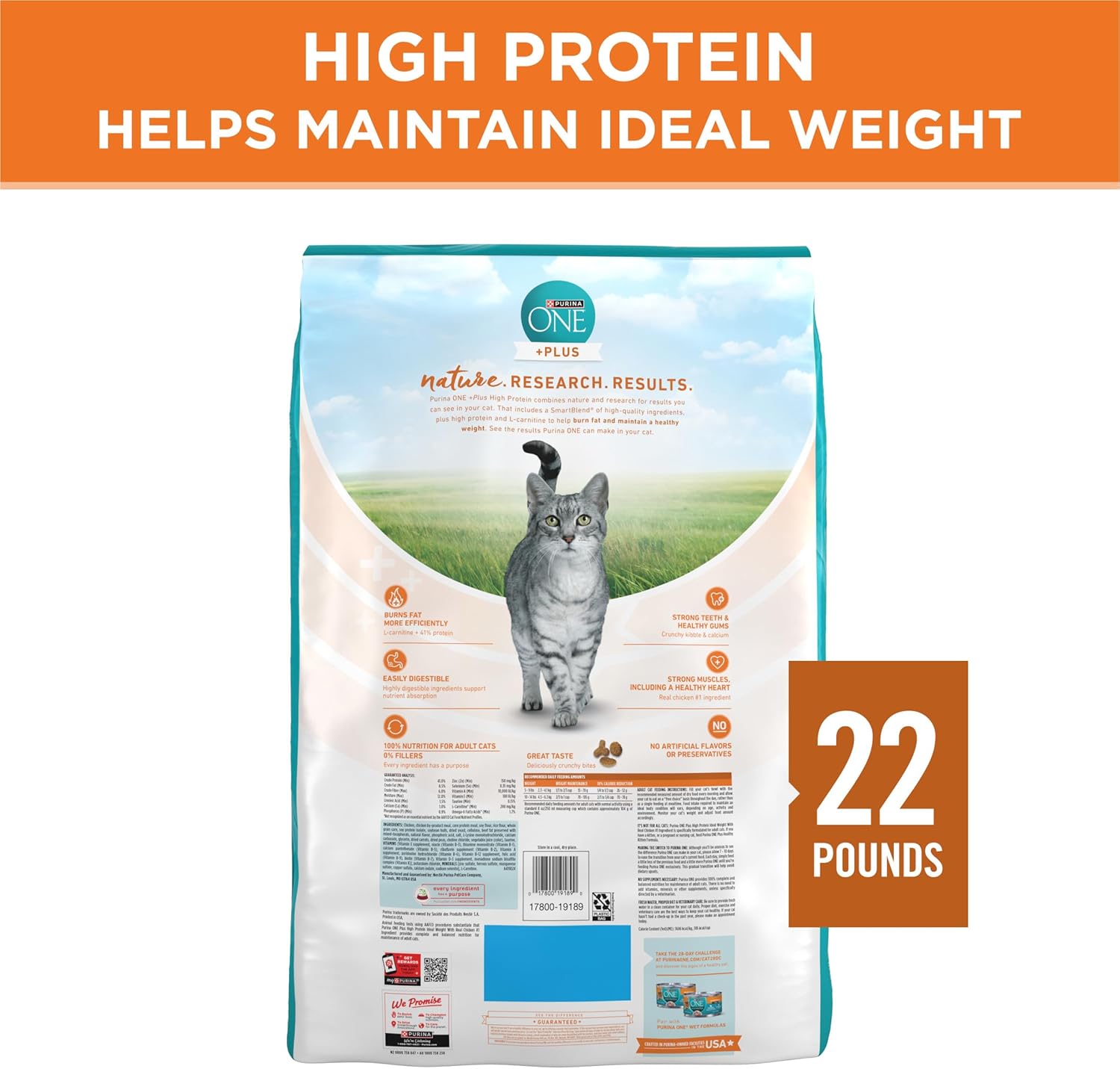 Purina ONE High Protein, Healthy Weight Plus Ideal With Chicken Dry Cat Food Formula - 22 lb. (Pack of 1) - Image 8