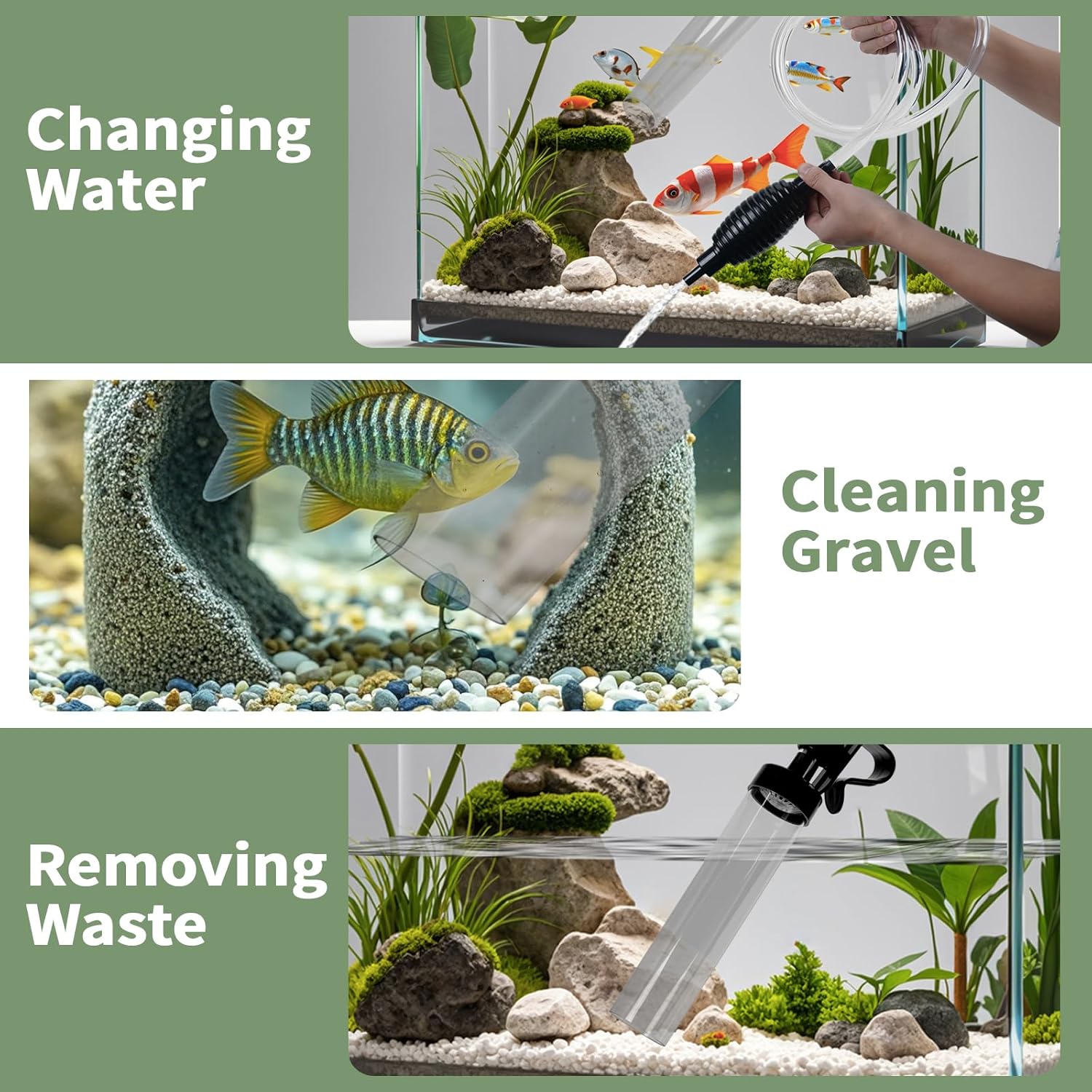 4.3ft Fish Tank Cleaner Aquarium Siphon Gravel Vacuum for Aquarium Fish Tank Changing Water Cleaning Gravel and & Sand - Image 7