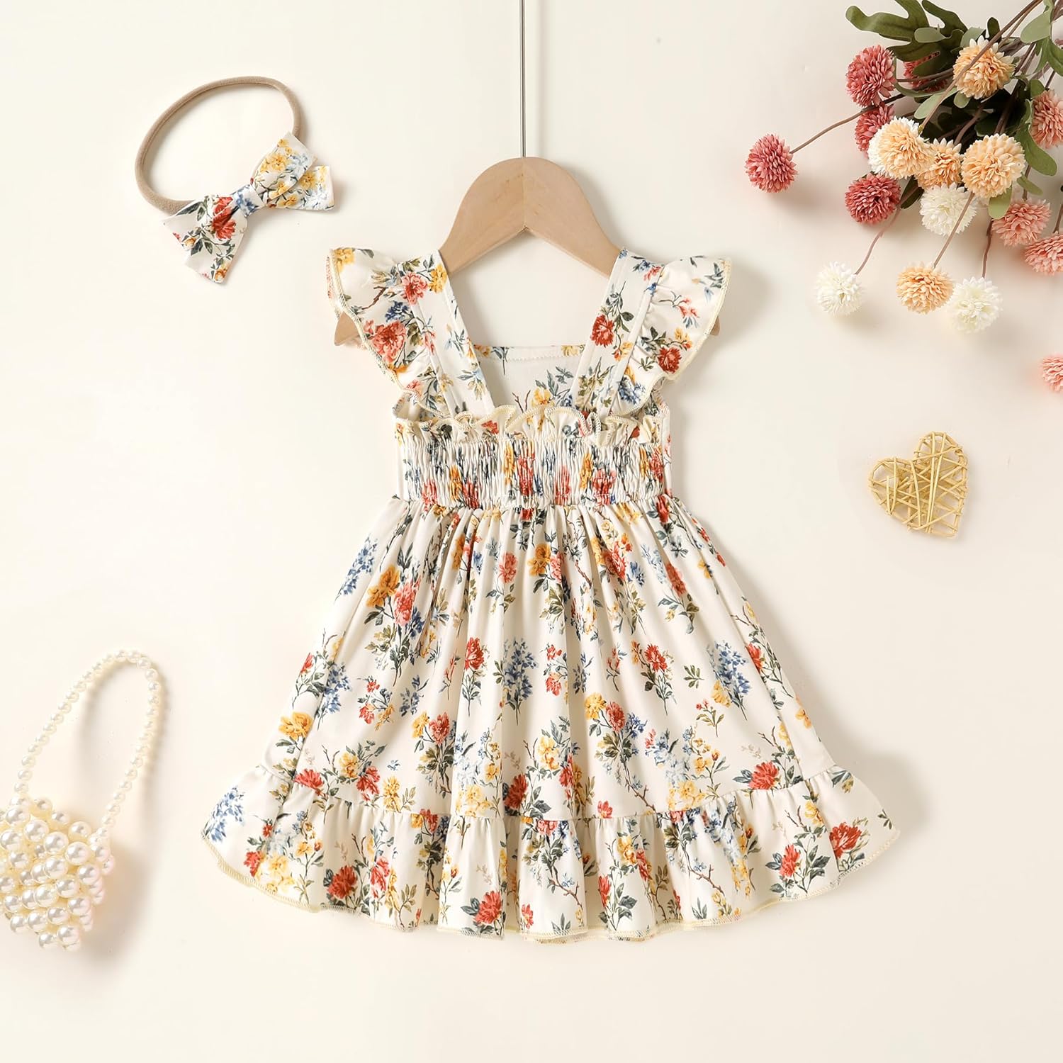 JEELLIGULAR Baby Girl Dresses Strawberry Sundress Toddler Infant Summer Clothes with Cute Bow Headband Playwear Outfits 3-24M - Image 3