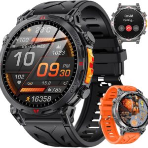 Military Smart Watches for Men GPS, 1.56″ AMOLED Screen Bluetooth Call, Smartwatch for Android Phones and iPhone, 100+ Sport Modes, 3ATM Waterproof Smart Watch with Compass