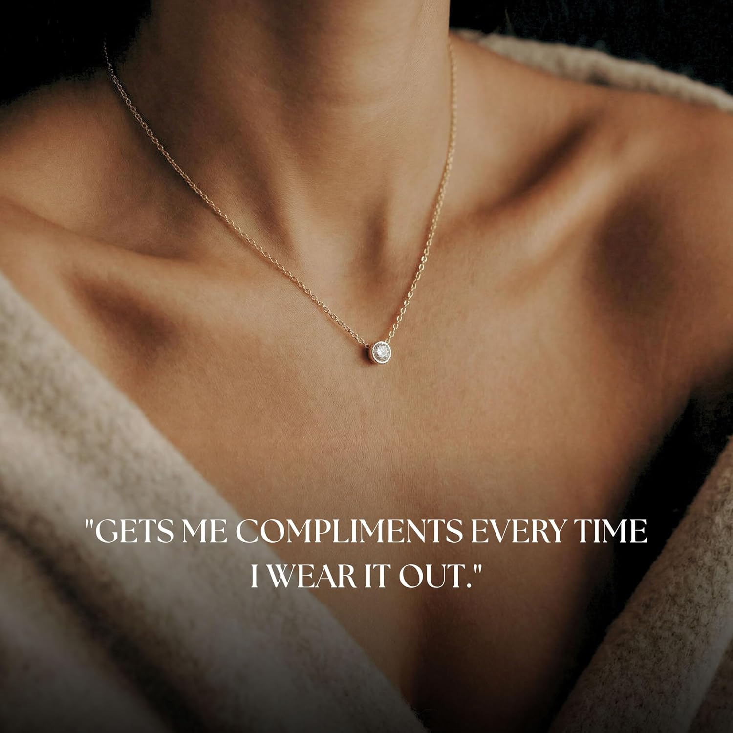 Galis Dainty Necklace - Silver, Gold Plated 18" Choker for Women with Dainty Small Round Faux Diamond Necklace Pendant, Necklaces Women with CZ Solitaire Lobster Clasp, Minimalist Gift - Image 4