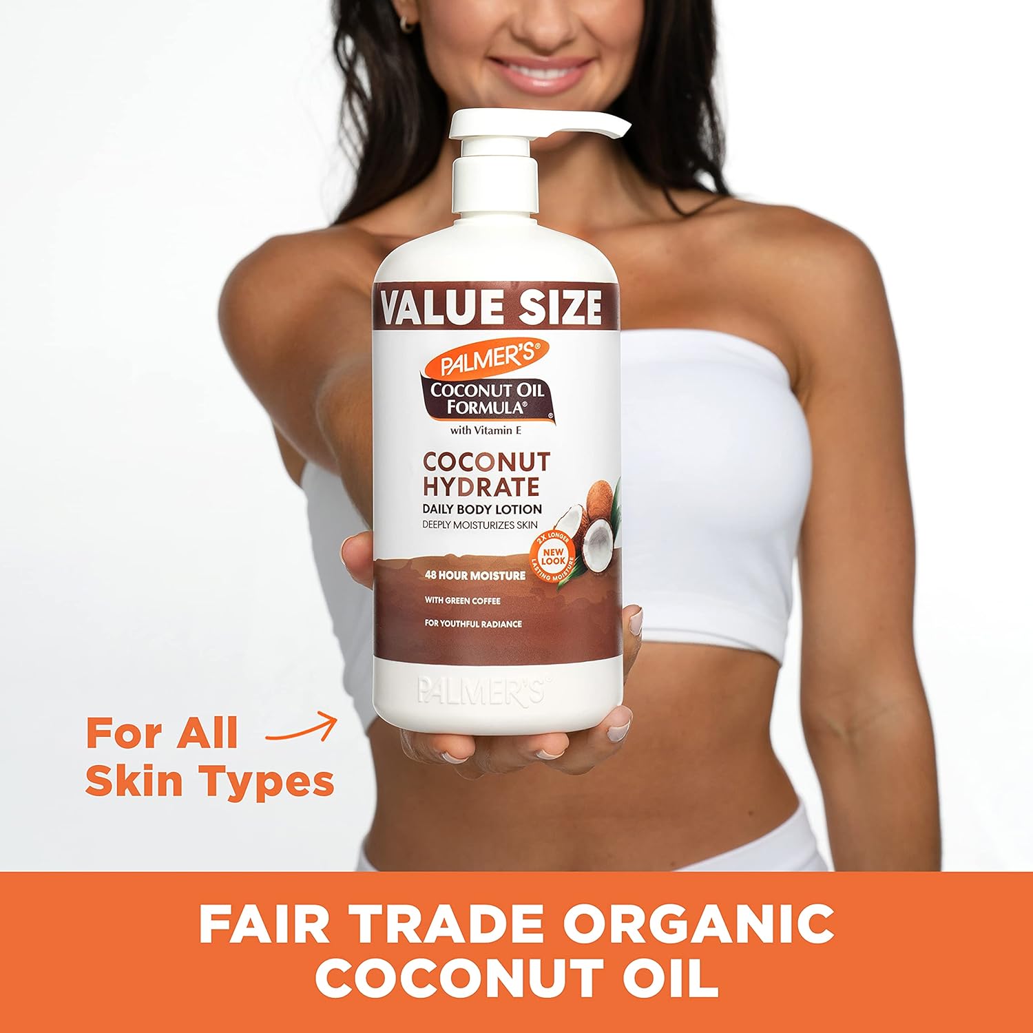Palmer's Coconut Oil Formula Body Lotion for Dry Skin, Hand & Body Moisturizer with Green Coffee Extract & Vitamin E, Value Size Pump Bottle, 33.8 Fl Oz (Pack of 1) - Image 7