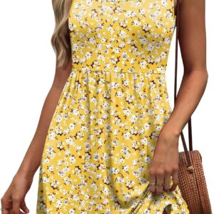 WIHOLL Women’s Summer Dress 2026 A-Line Sleeveless Casual Sundress with Pockets Floral/Solid