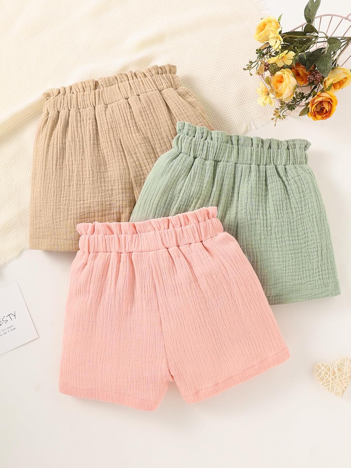Yvowming 3 Pack 4-14Y Girls Shorts Pants Casual Cotton Shorts for Toddler Girls Kids Summer Clothes - Image 4