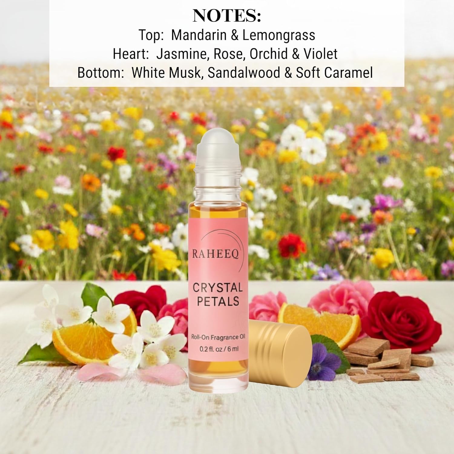 Crystal Petals Perfume Oil – Jasmine & Rose Attar, Concentrated Alcohol-Free Long Lasting Unisex Fragrance, 6ml Roll-On (0.2 fl oz) - Image 3