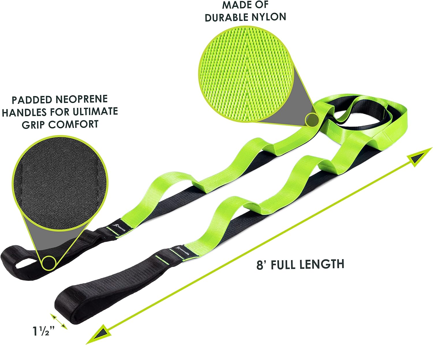 ProsourceFIt Multi-Loop Stretching Strap 8 Ft for Yoga, Pilates, Physical Therapy, Sports, Dance & Gymnastics to Improve Posture, Increase Flexibility and Mobility, 3 dual-toned colors available - Image 2