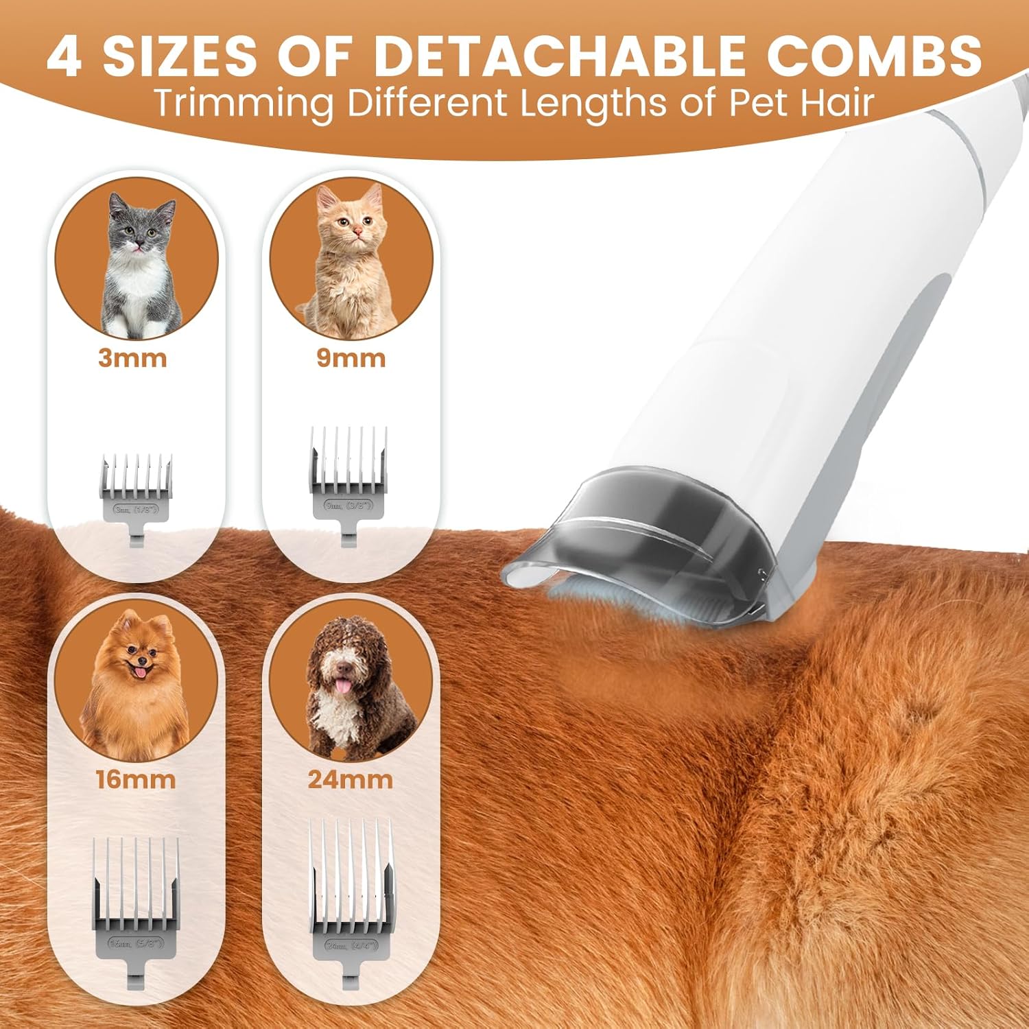 Dog Grooming Vacuum and Kit, Clipper Nail Trimmer Grinder, 2.5L Dust Cup 7 Grooming Tools 11000Pa Pet Vacuum for Shedding Grooming, Dog Hair Vacuum, Home Cleaning, PG50 Plus - Image 6