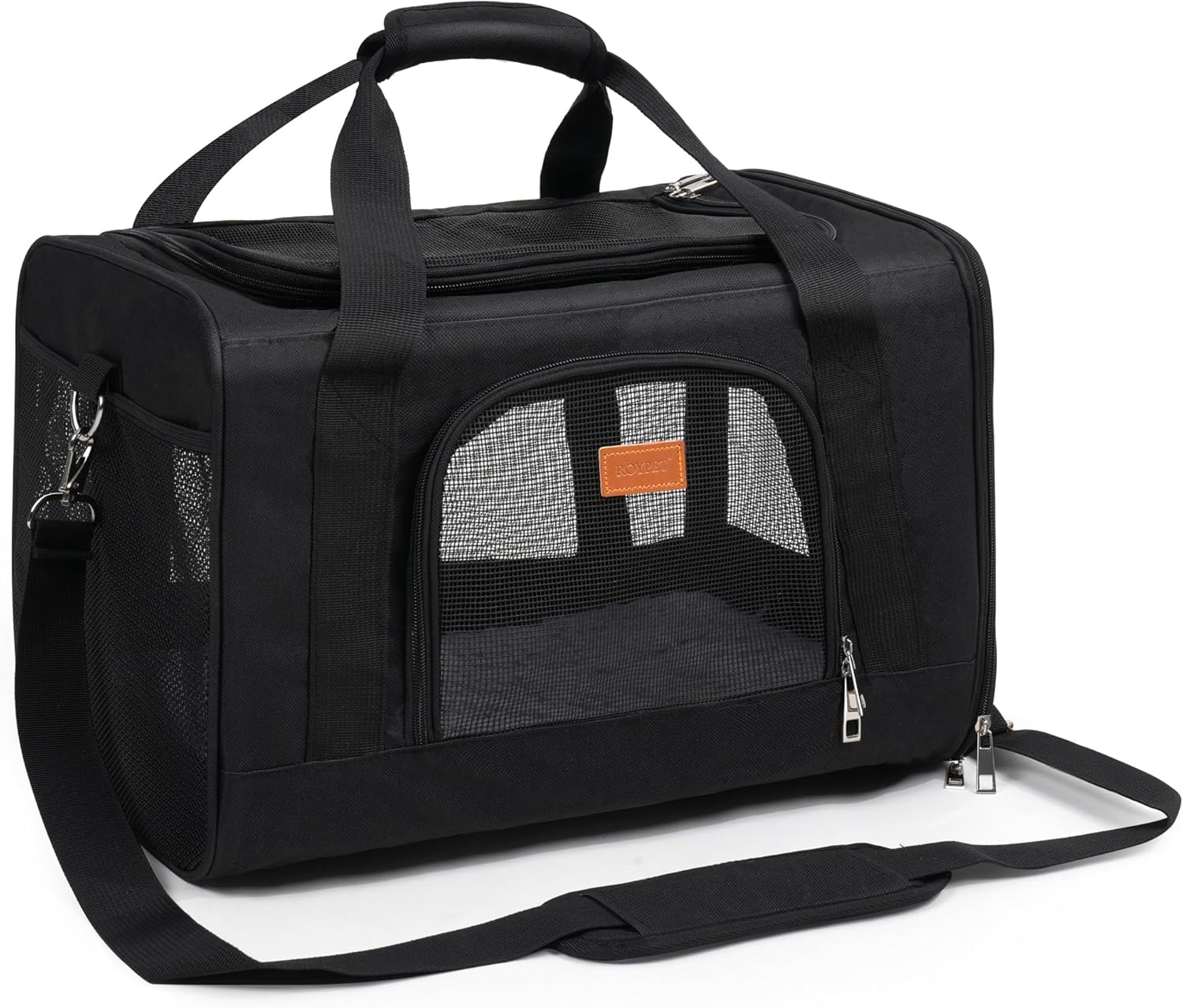 ROYPET Cat Carrier,Portable Pet Carrier Bag for Cats and Small Dogs,Foldable Soft-Sided and Scratch-Proof mesh Cat Bag Pet Carriers,Airline Approved Pet Carrier,Pet Travel Carrier Up to 15 Lbs,Black - Image 2