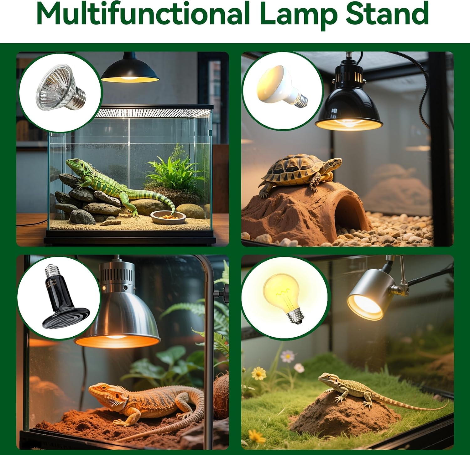 Reptile Heat Lamp Stand Adjustable 18"-32": Light Holder Fixture with Heavy Base for Bearded Dragon, Turtle, Snake, Lizard – Terrarium Heating Dome Lamps for Tank or Aquarium Use - Image 6