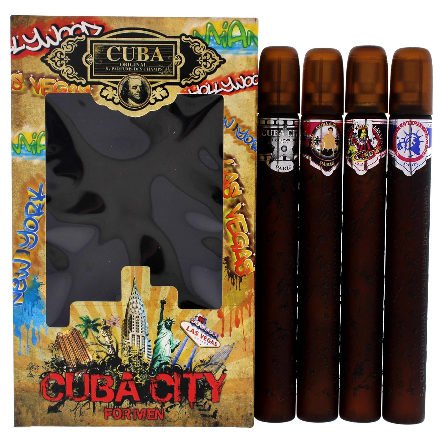 Cuba City 4-Piece Set for Men, (Hollywood + Vegas + Miami + New York)