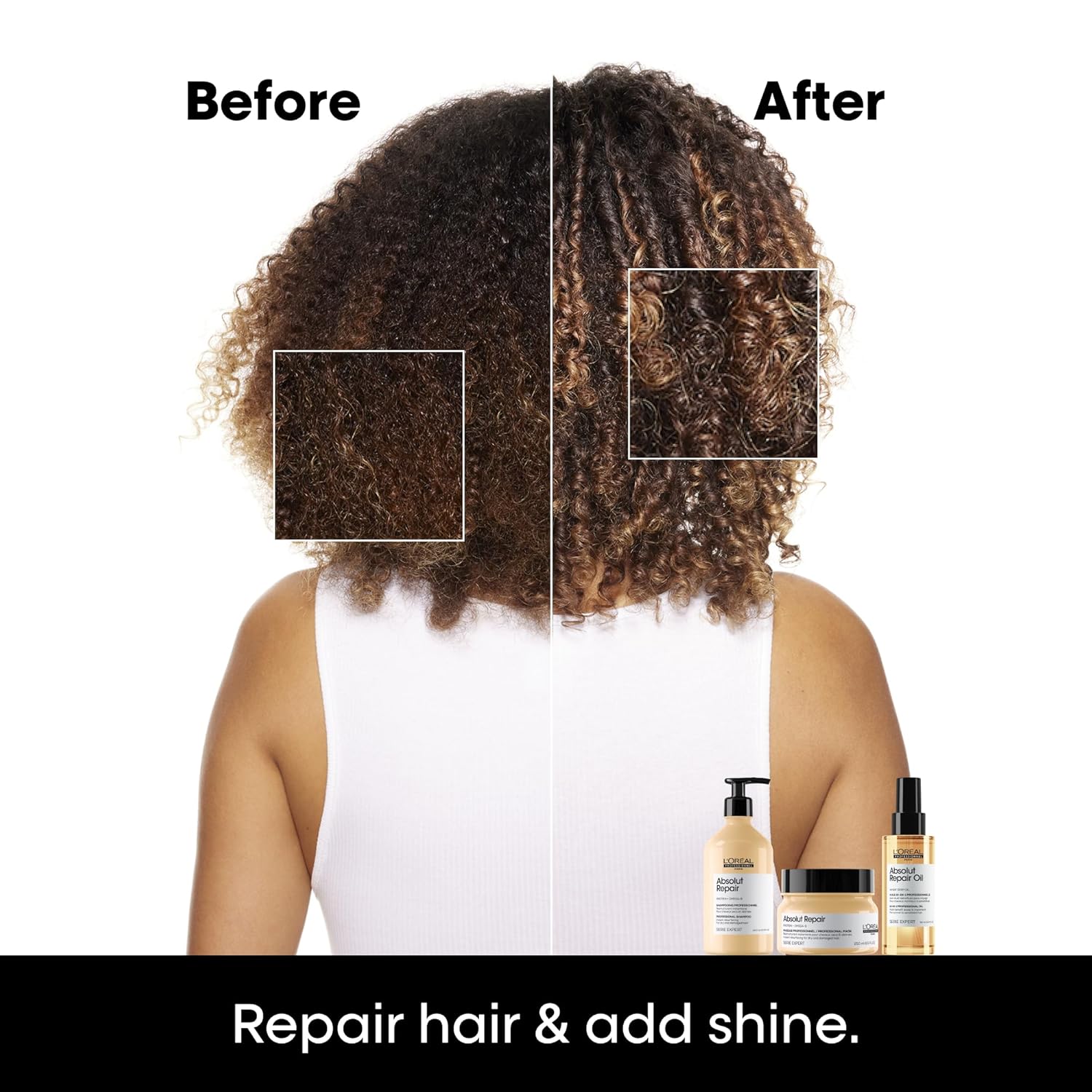 L'Oréal Professionnel Paris Absolut Repair Hair Mask - Nourishing Protein Treatment, Hydrates, Repairs Damage & Adds Shine, for Dry & Damaged Hair, 250ml - Image 2