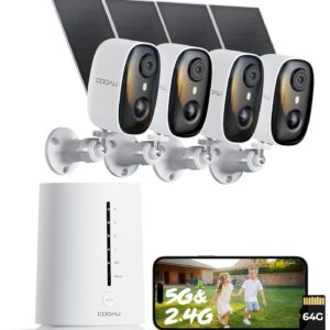 COOAU 4MP Security Cameras Wireless Outdoor​​, Faster Charging Solar Powered, Sharper-Image Outdoor Camera Wireless,No Subscription,PIR Detection,Surveillance System for Wide-Area Whole-House Coverage