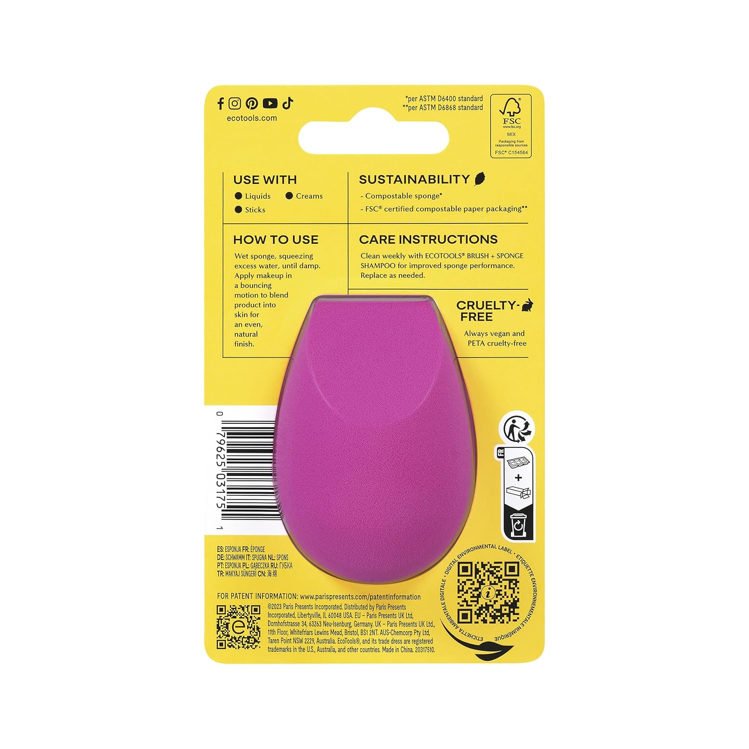 EcoTools Bioblender Makeup Sponge, Compostable Makeup Blender, For Liquid & Cream Foundation, Sustainable, Seamless Application, Eco-Friendly Beauty Sponge, Cruelty-Free & Latex Free, 1 Count - Image 15