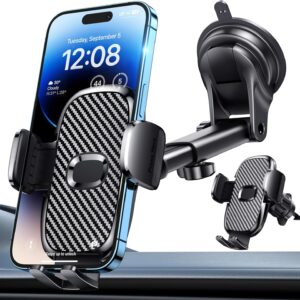 Car Phone Holder[Military-Grade 360°Suction Cup]Phone Holders for Your Car Universal Accessories Air Vent Dashboard Windshield Phone Mount Automotive Cradles Fit for Dash Mounting Kits iPhone