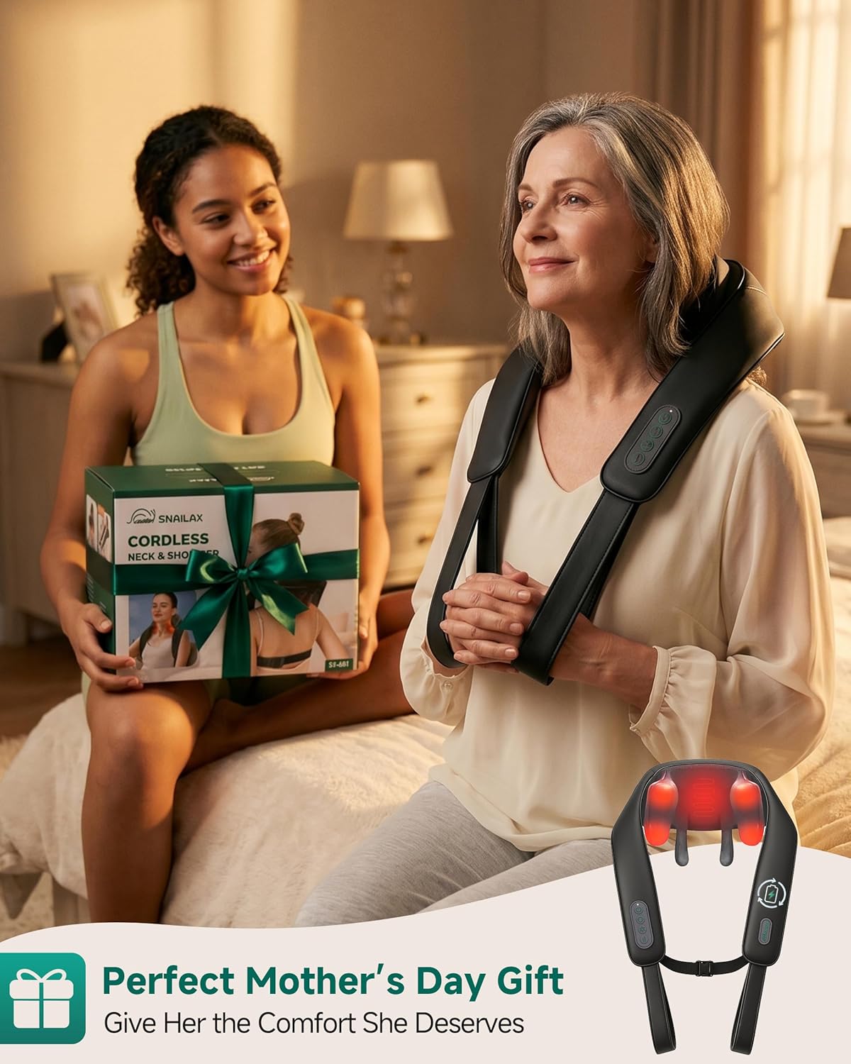 Snailax Cordless Neck Massager with Heat for Pain Relief Deep Tissue, 4D Kneading, Mothers Day Gifts, Rechargeable Shiatsu Back Neck Massager for Neck, Shoulders Back - Image 9
