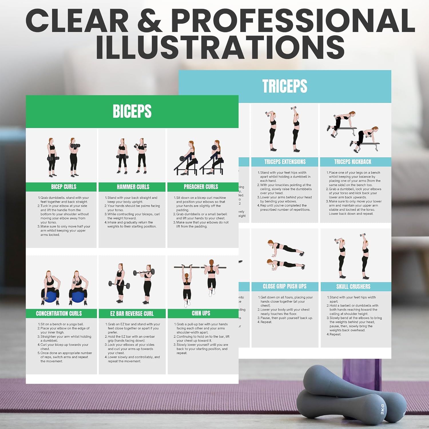 Full Body Workout Poster for Home Gym – Exercise Chart for Glutes, Legs, Back & Abs – Strength Training Guide with Squats, Lunges, Deadlifts, Core Exercises – Bodyweight & Dumbbell Training Guide - Image 4