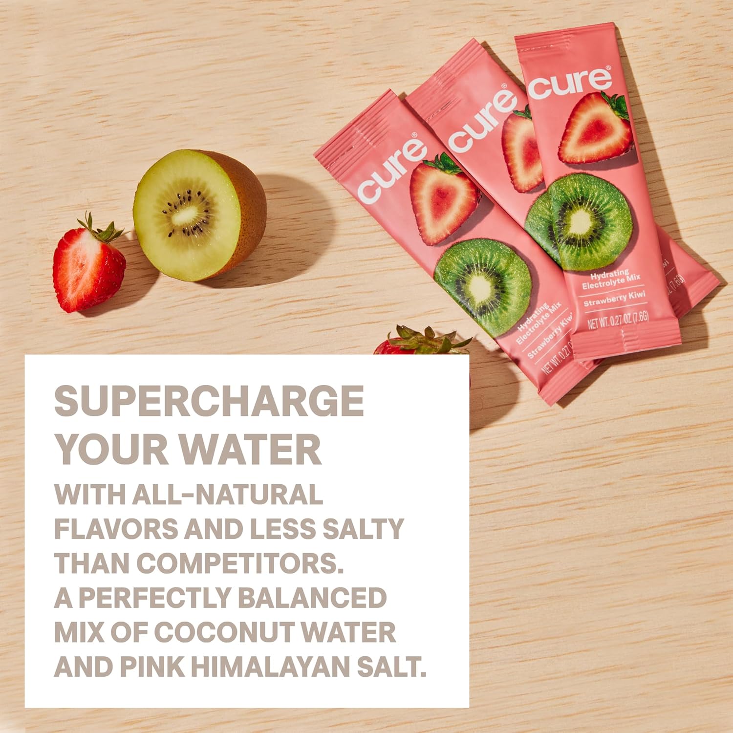 Cure Hydration | Plant-Based Electrolyte Drink Mix | No Added Sugar | FSA-HSA | Dehydration Relief Powder Made with Coconut Water | Non-GMO | Vegan | Pouch of 14 Packets - Strawberry Kiwi - Image 5