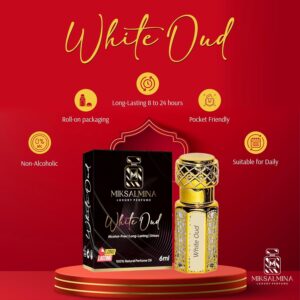 White Oud Attar Roll On Perfume, Non-Alcoholic, 6ml, Unisex Gift