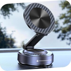 Vacuum Magnetic Phone Holders for Your Car [105+LBS Suction & 3800gf Magnetic] Magsafe Car Mount, 360° Adjustable Car Phone Holder Mount for Windshield/Mirror/Kitchen/Gym for iPhone & Android