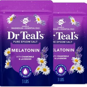 Dr Teal’s Pure Epsom Salt, Melatonin Sleep Soak with Essential Oil Blend, 3 lb (Pack of 4)