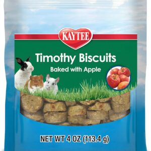 Kaytee Timothy Biscuits Baked Treat for Pet Guinea Pigs, Rabbits & Other Small Animals, Apple, 4 oz