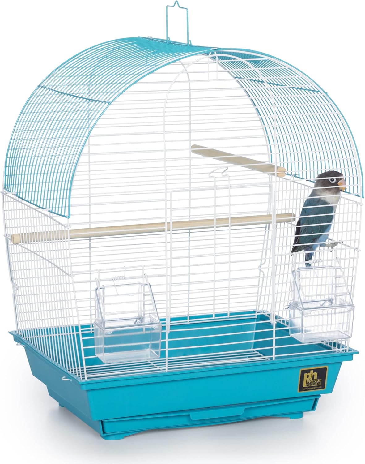 Prevue Pet Products South Beach Dome Top Bird Cage - Ideal for Parakeets, Finches, Budgies, & Canaries, Small & Portable Indoor Bird Cage, Functional Permanent or Travel Bird Cage - White & Teal - Image 9