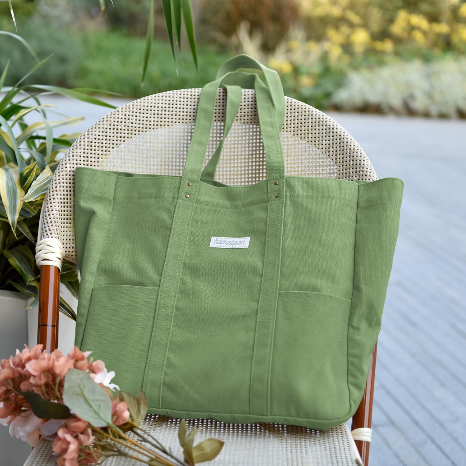 HOMESPON Large Canvas Tote Bag for Women Everything Bag with Pockets and Laptop Sleeve - Image 3