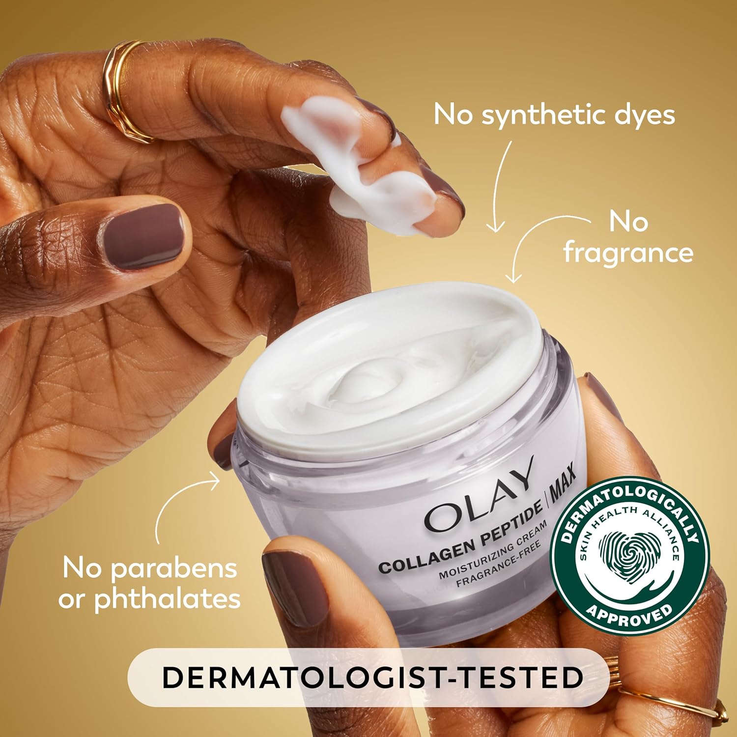 Olay Collagen Peptide Face Moisturizer, Firming Cream for Women, Fragrance-Free, Non-Greasy - Hydrating, Anti-Aging, Anti-Wrinkle, Smoothing of Fine Lines, Tightening Skin Care - Niacinamide, 1.7 Oz - Image 6